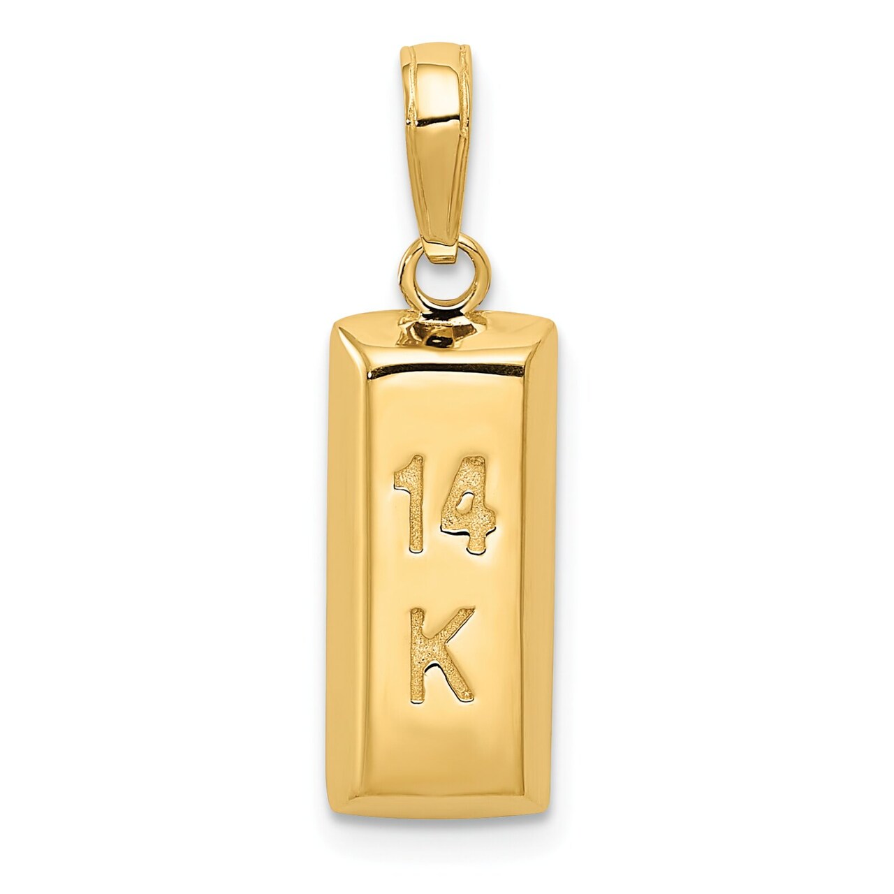 14K Yellow Gold 3D "14k Gold Bar" Charm Pendant Jewelry 22mm x 7mm